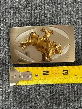 unknown | Accessories | Vintage Cowboy Bull Riding Belt Buckle Gold ...